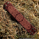 Leather Bracelet Cuff Wristband Celtic Knotwork Vikings Nordic Talisman Amulet Carving Leather 